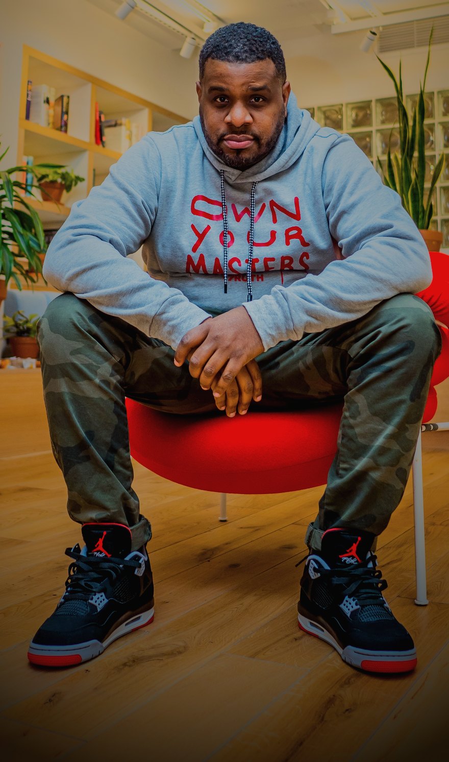 Thomas Calhoun Jr. in the classic Own Your Masters hoodie.